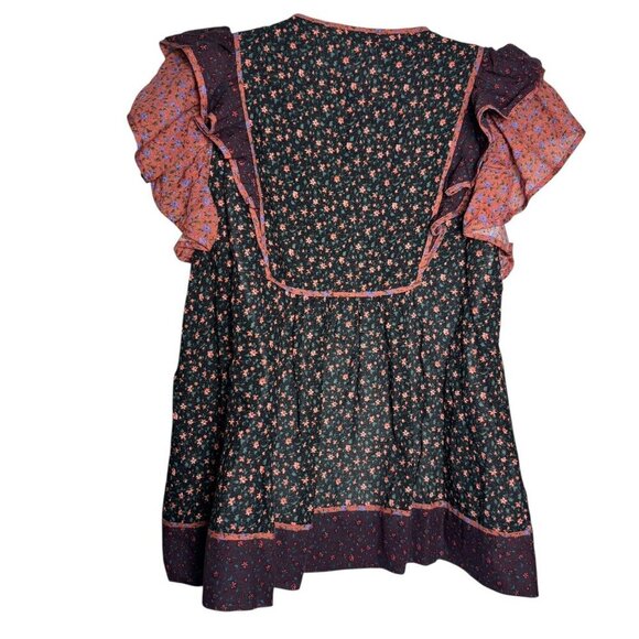 Ulla Johnson Cora Top Ruffle tie front auburn floral print size 4 - Picture 4 of 8